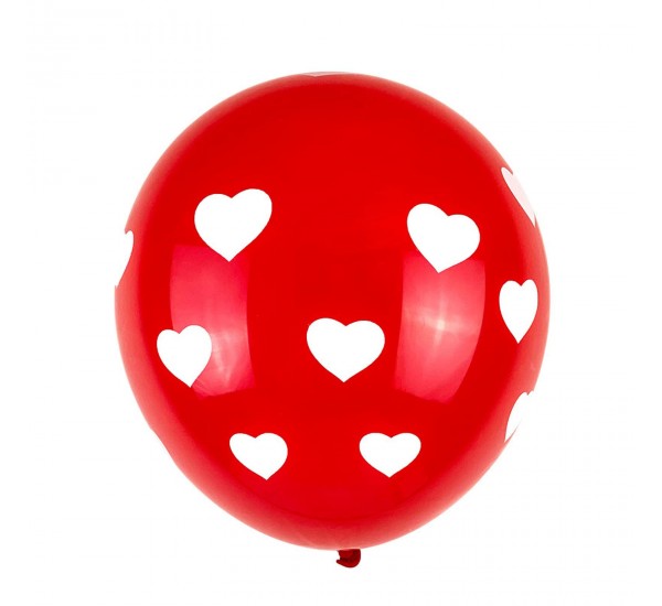Kalp Baskılı Kırmızı Helyum Balon (Ek Ürün Olarak Satılır)